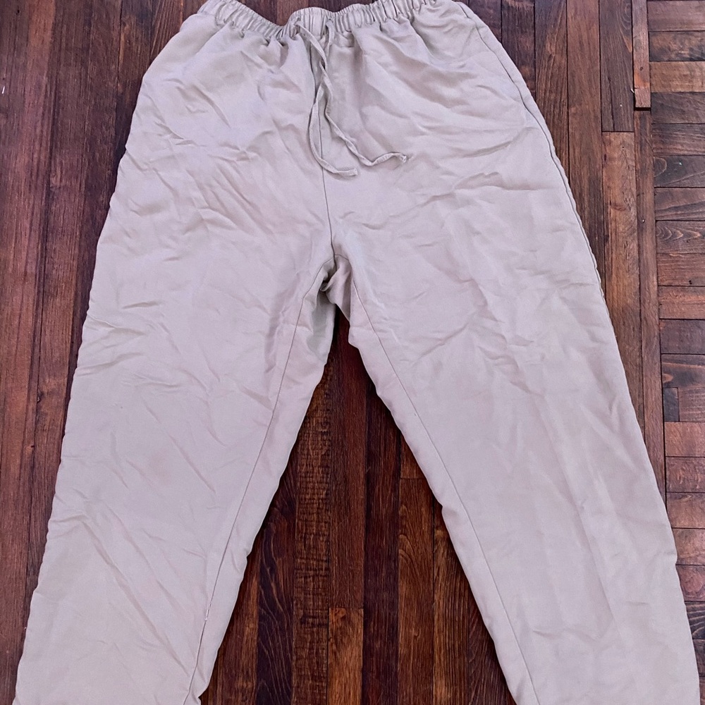 Cream straight legged drawstring pants